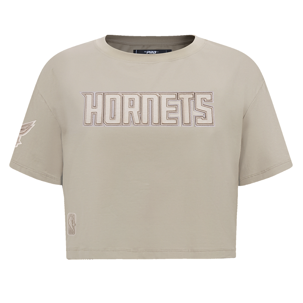 NBA CHARLOTTE HORNETS NEUTRAL T-SHIRT À COUPE CARRÉE POUR FEMME (TAUPE)