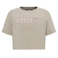 NBA CHARLOTTE HORNETS NEUTRAL T-SHIRT À COUPE CARRÉE POUR FEMME (TAUPE)