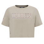 NBA CHARLOTTE HORNETS NEUTRAL T-SHIRT À COUPE CARRÉE POUR FEMME (TAUPE)