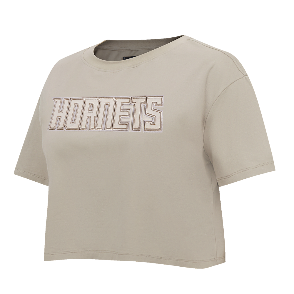NBA CHARLOTTE HORNETS NEUTRAL T-SHIRT À COUPE CARRÉE POUR FEMME (TAUPE)