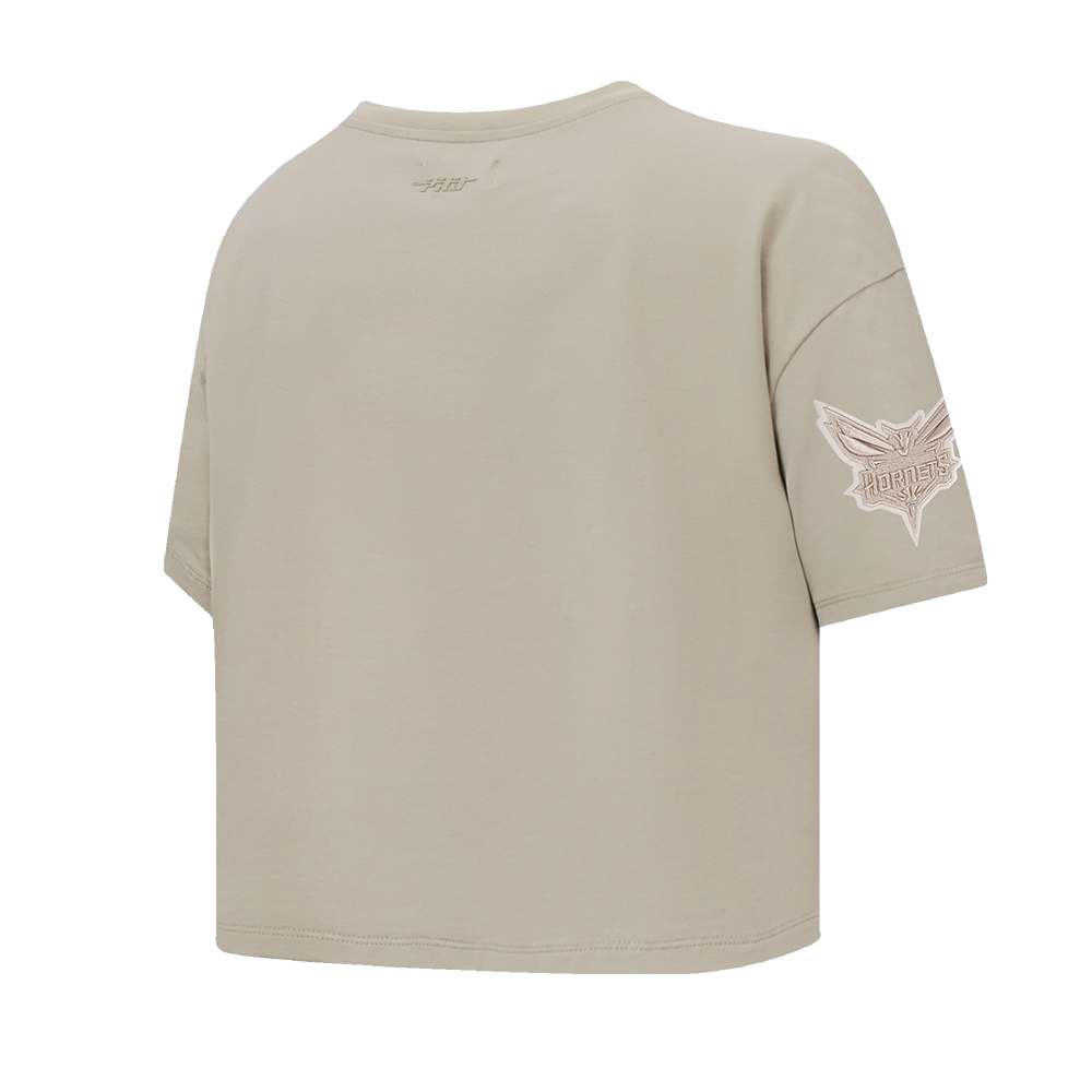NBA CHARLOTTE HORNETS NEUTRAL T-SHIRT À COUPE CARRÉE POUR FEMME (TAUPE)