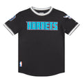 NBA CHARLOTTE HORNETS CLASSIC T-SHIRT CÔTELÉ RAYÉ À MANCHES COURTES POUR GARÇON JUNIOR (NOIR/GRIS)