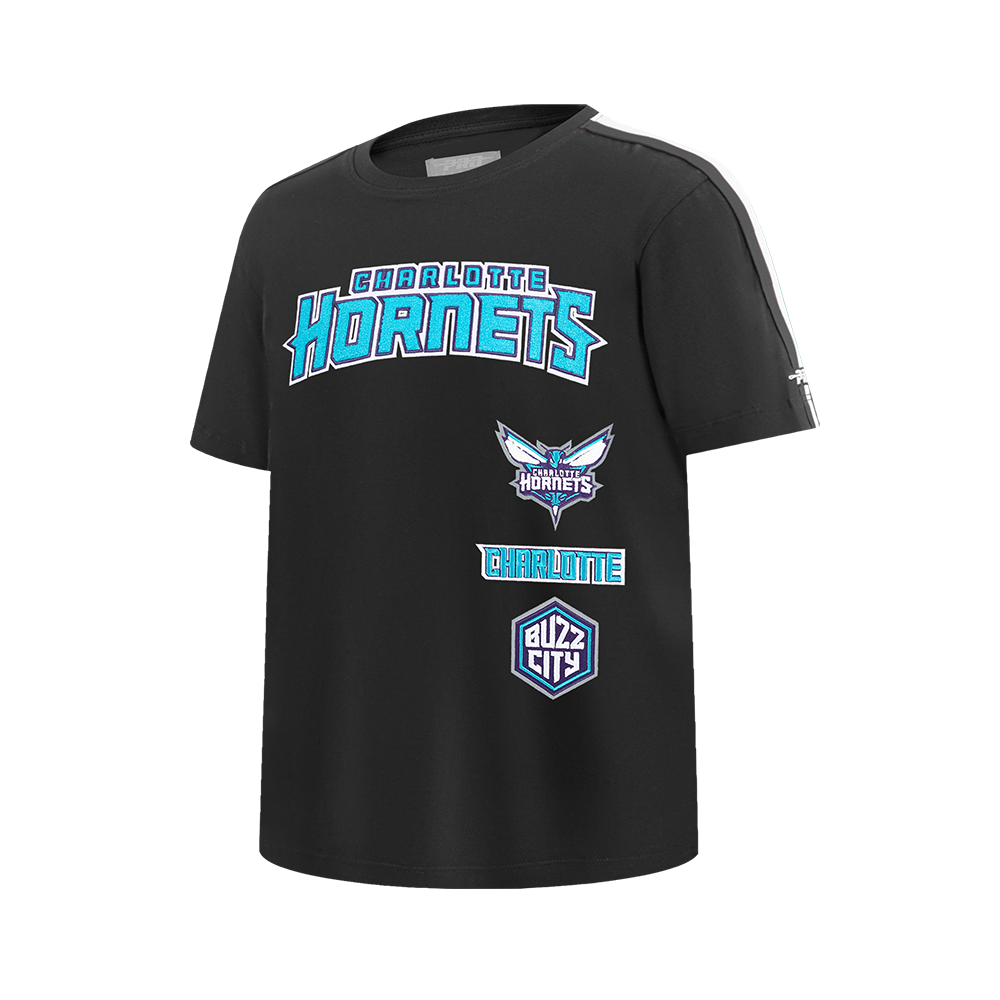 NBA CHARLOTTE HORNETS RETRO CLASSIC SINGLE JERSEY BIG BOY'S SINGLE JERSEY TAPING TEE (BLACK)