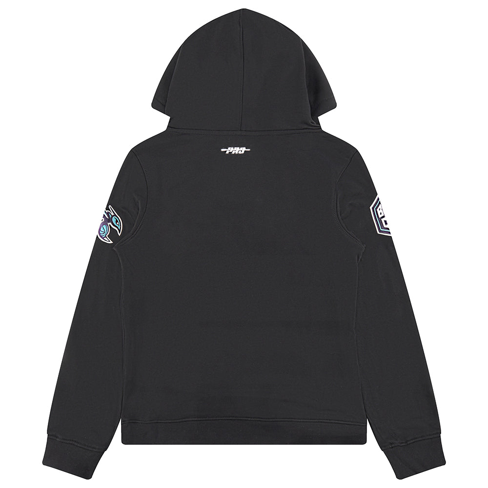 NBA CHARLOTTE HORNETS CLASSIC BIG BOY'S FLEECE PULLOVER HOODIE (BLACK)