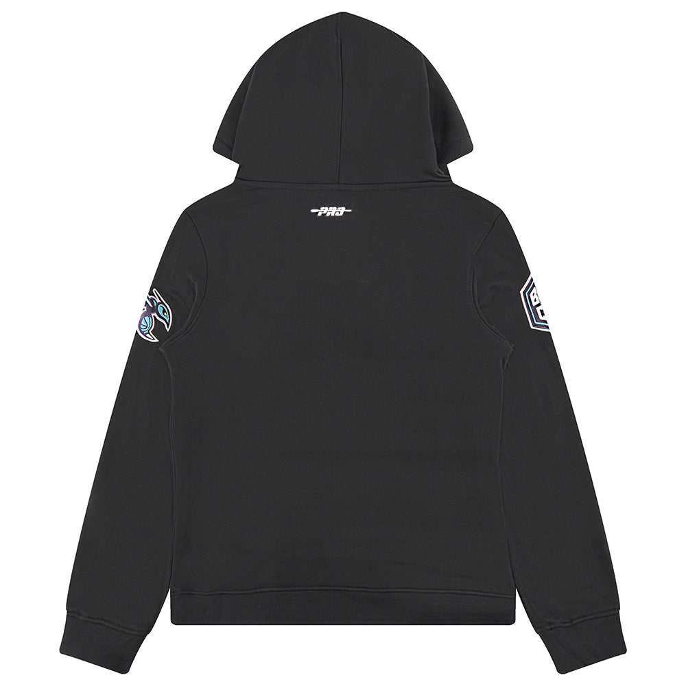 NBA CHARLOTTE HORNETS CLASSIC BIG BOY'S FLEECE PULLOVER HOODIE (BLACK)