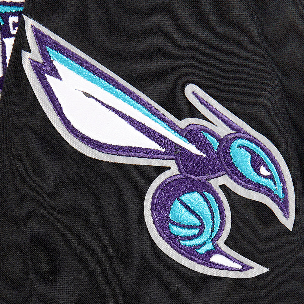 NBA CHARLOTTE HORNETS CLASSIC BIG BOY'S FLEECE PULLOVER HOODIE (BLACK)