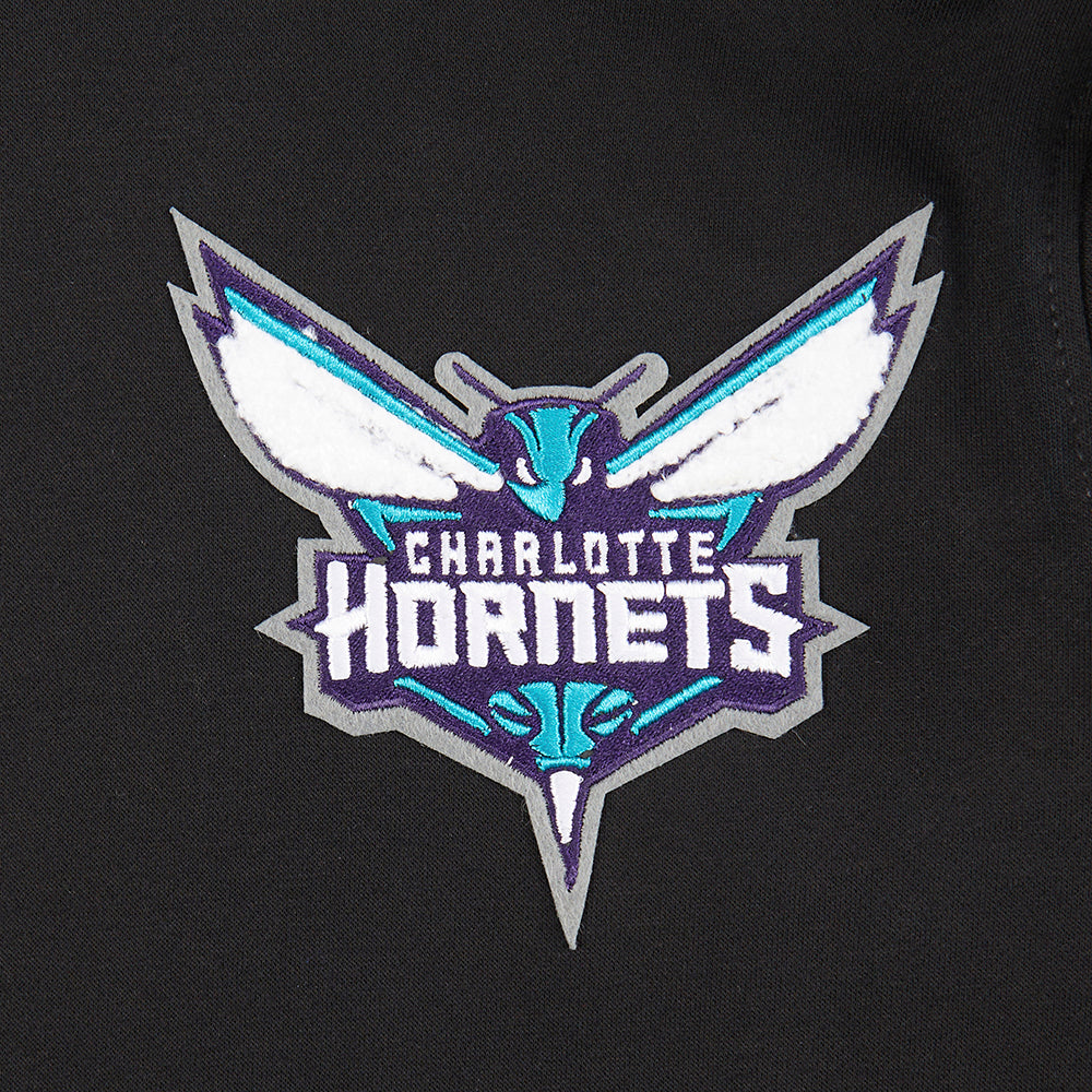 NBA CHARLOTTE HORNETS CLASSIC BIG BOY'S FLEECE PULLOVER HOODIE (BLACK)
