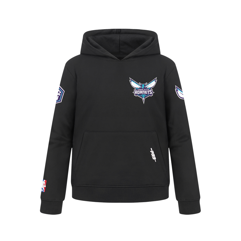NBA CHARLOTTE HORNETS CLASSIC BIG BOY'S FLEECE PULLOVER HOODIE (BLACK)