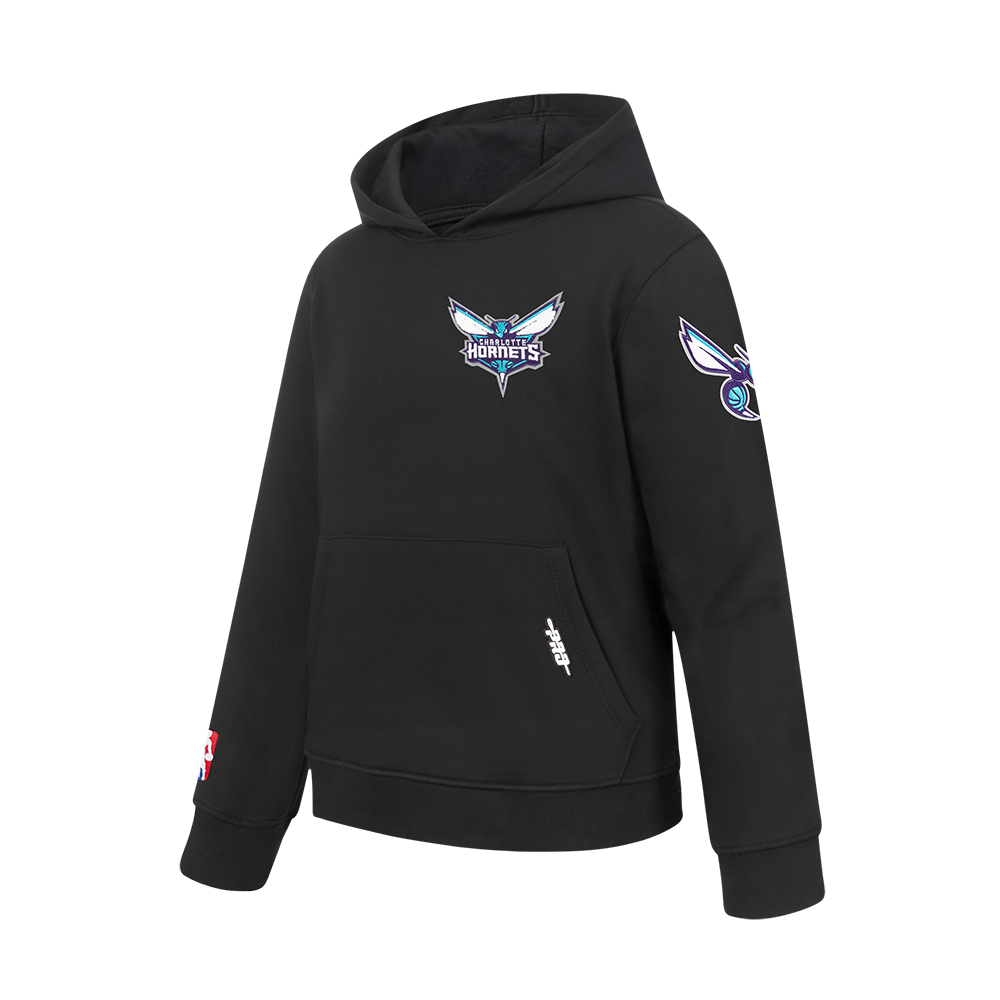 NBA CHARLOTTE HORNETS CLASSIC BIG BOY'S FLEECE PULLOVER HOODIE (BLACK)
