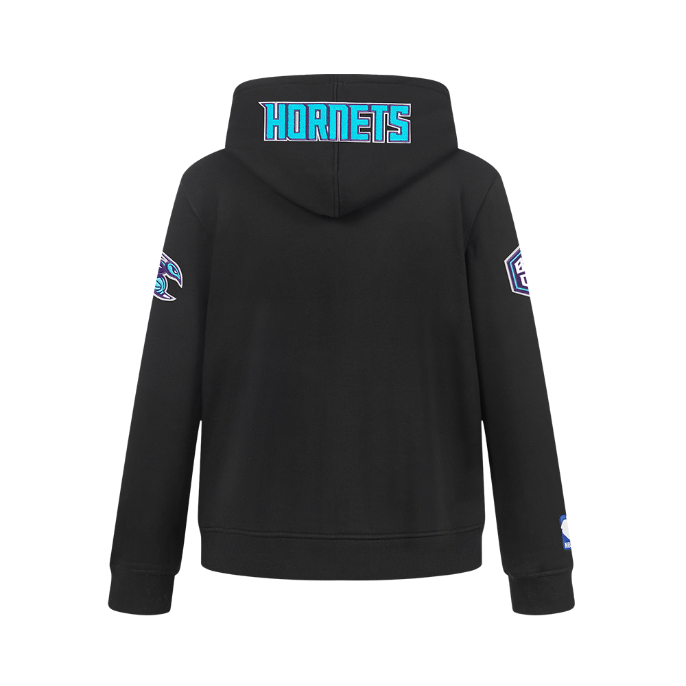 NBA CHARLOTTE HORNETS CLASSIC BIG BOY'S FLEECE PULLOVER HOODIE (BLACK)