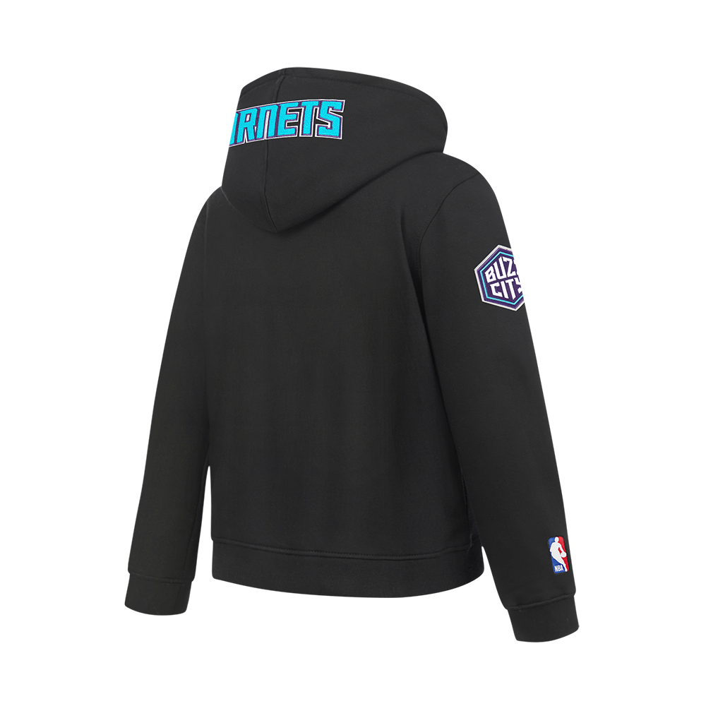 NBA CHARLOTTE HORNETS CLASSIC BIG BOY'S FLEECE PULLOVER HOODIE (BLACK)