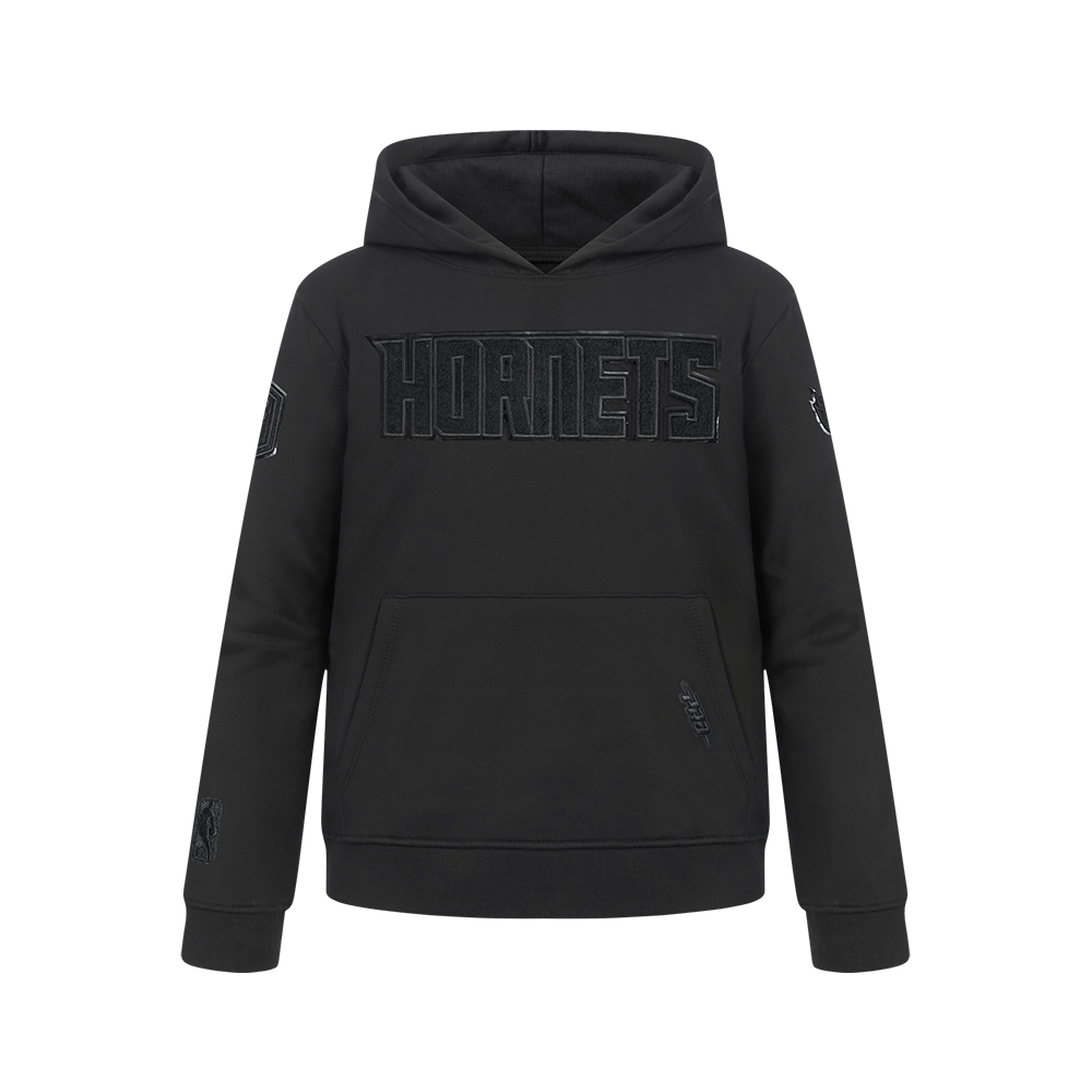 NBA CHARLOTTE HORNETS TRIPLE BLACK CHANDAIL À CAPUCHON EN MOLLETON POUR GARÇON JUNIOR (NOIR)