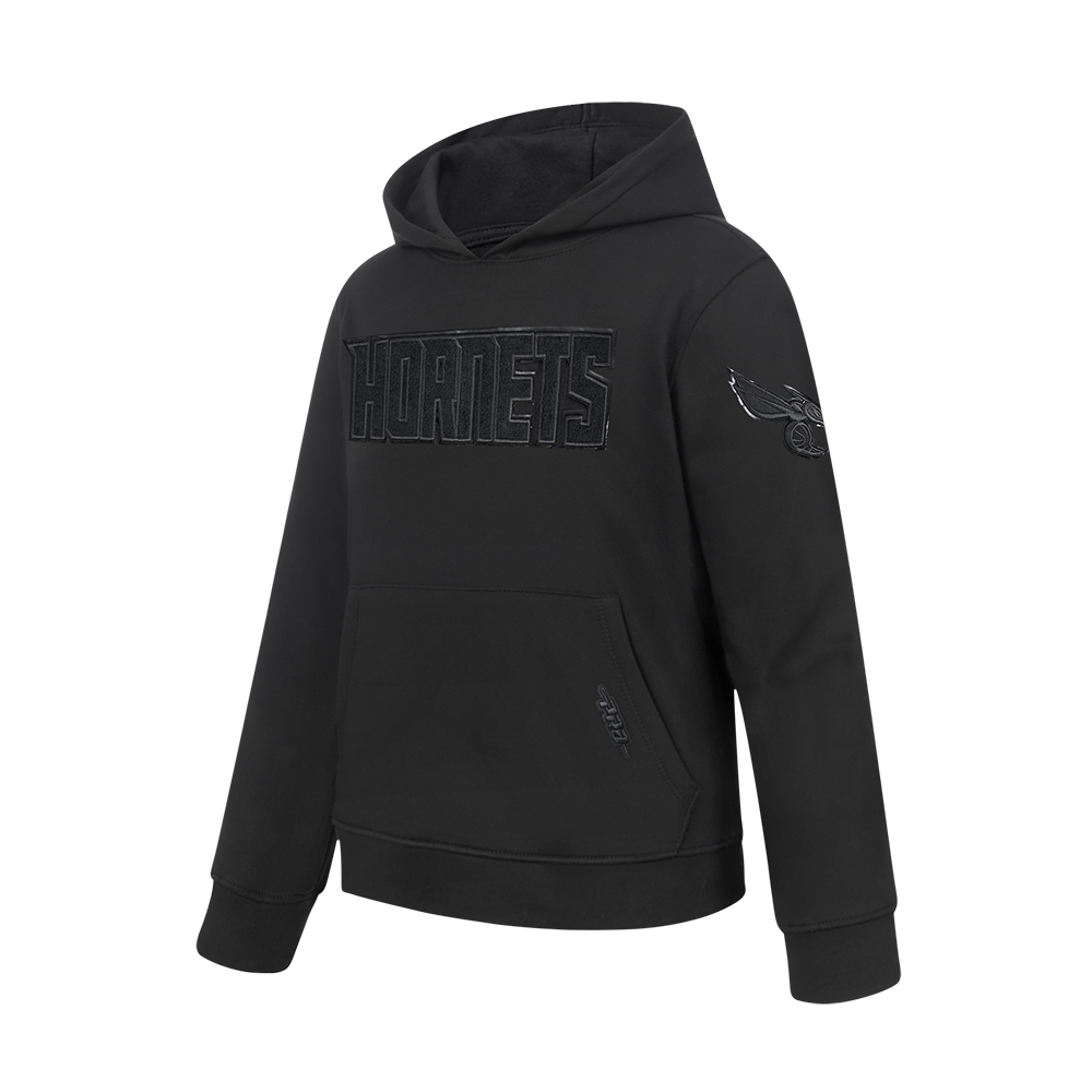 NBA CHARLOTTE HORNETS TRIPLE BLACK CHANDAIL À CAPUCHON EN MOLLETON POUR GARÇON JUNIOR (NOIR)