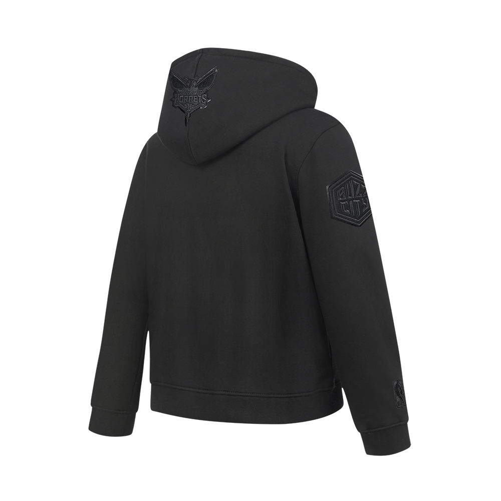 NBA CHARLOTTE HORNETS TRIPLE BLACK CHANDAIL À CAPUCHON EN MOLLETON POUR GARÇON JUNIOR (NOIR)