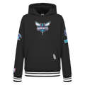 NBA CHARLOTTE HORNETS RETRO CLASSIC BIG BOY'S RIB FLEECE PULLOVER HOODIE (BLACK)