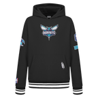 NBA CHARLOTTE HORNETS RETRO CLASSIC BIG BOY'S RIB FLEECE PULLOVER HOODIE (BLACK)