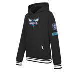 NBA CHARLOTTE HORNETS RETRO CLASSIC BIG BOY'S RIB FLEECE PULLOVER HOODIE (BLACK)