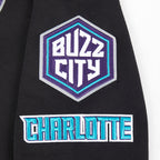 NBA CHARLOTTE HORNETS RETRO CLASSIC BIG BOY'S RIB FLEECE PULLOVER HOODIE (BLACK)
