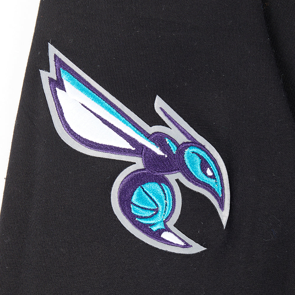 NBA CHARLOTTE HORNETS RETRO CLASSIC BIG BOY'S RIB FLEECE PULLOVER HOODIE (BLACK)