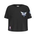 NBA CHARLOTTE HORNETS CLASSIC BIG GIRL'S SHORT SLEEVE BOXY TEE (BLACK)