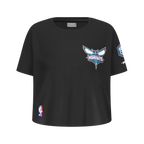 NBA CHARLOTTE HORNETS CLASSIC BIG GIRL'S SHORT SLEEVE BOXY TEE (BLACK)