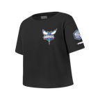 NBA CHARLOTTE HORNETS CLASSIC BIG GIRL'S SHORT SLEEVE BOXY TEE (BLACK)