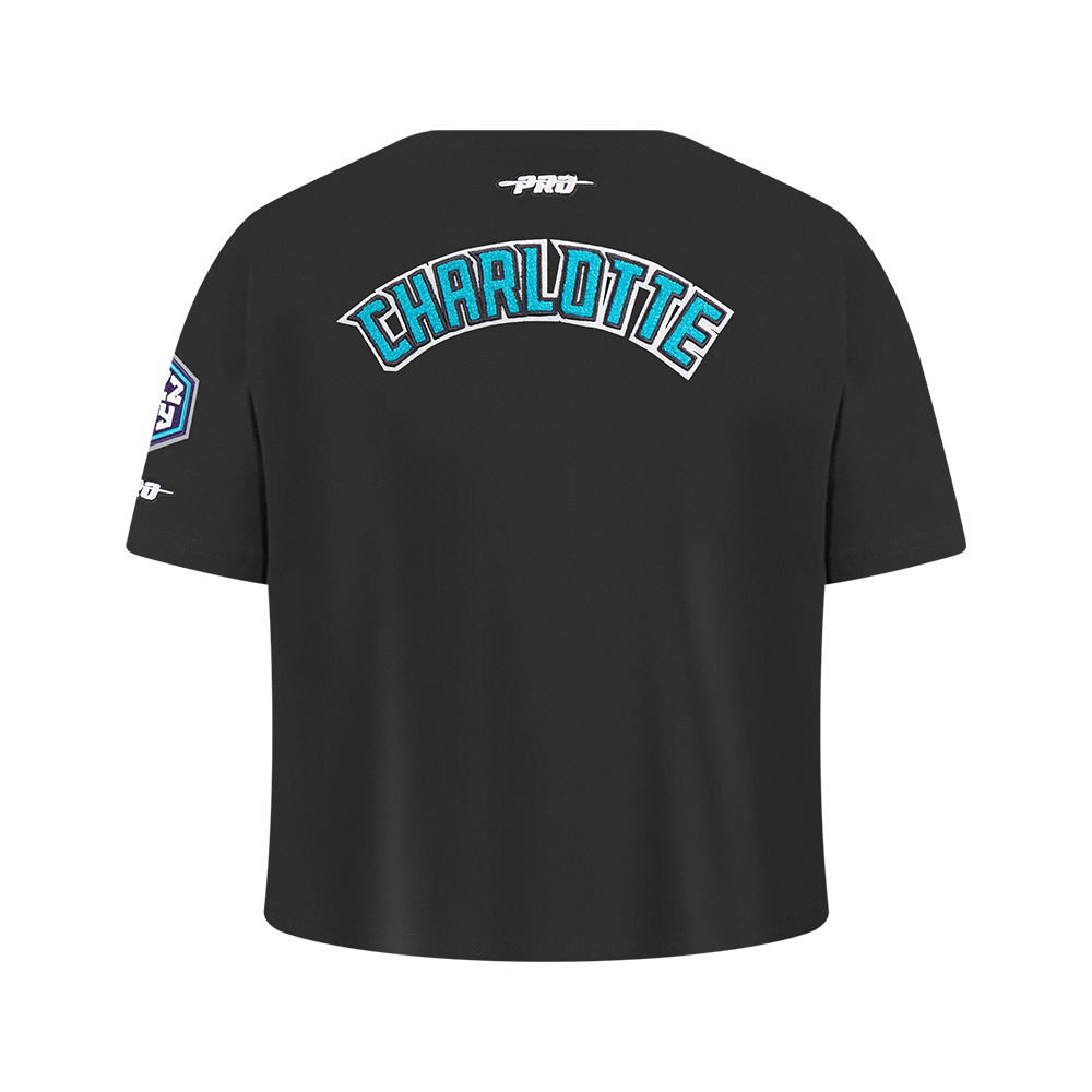 NBA CHARLOTTE HORNETS CLASSIC BIG GIRL'S SHORT SLEEVE BOXY TEE (BLACK)