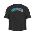 NBA CHARLOTTE HORNETS CLASSIC BIG GIRL'S SHORT SLEEVE BOXY TEE (BLACK)