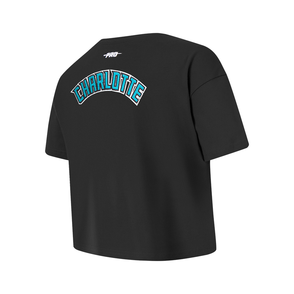 NBA CHARLOTTE HORNETS CLASSIC BIG GIRL'S SHORT SLEEVE BOXY TEE (BLACK)