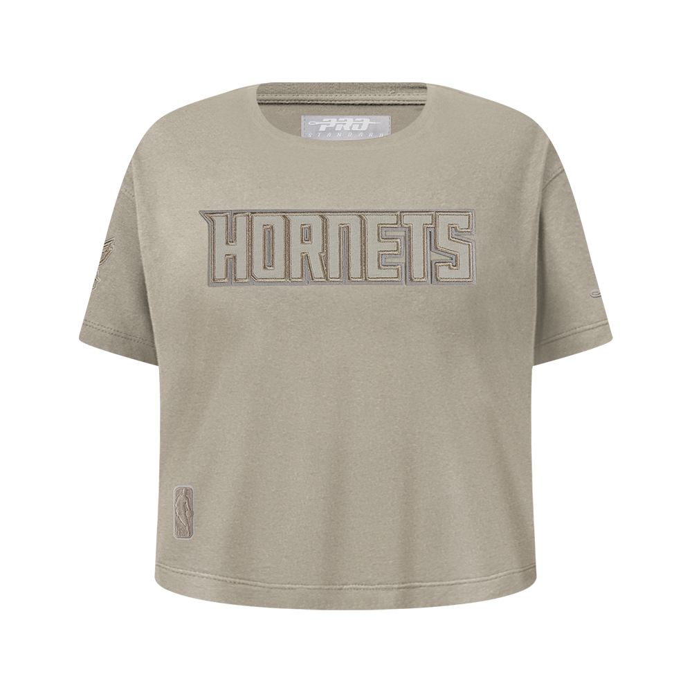 NBA CHARLOTTE HORNETS NEUTRAL BIG GIRL'S SS BOXY TEE (TAUPE)