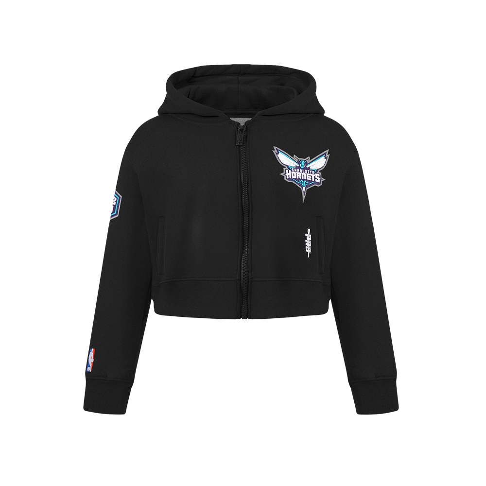 NBA CHARLOTTE HORNETS CLASSIC CHANDAIL À CAPUCHON EN MOLLETON À GLISSIÈRE POUR FILLE JUNIOR (NOIR)