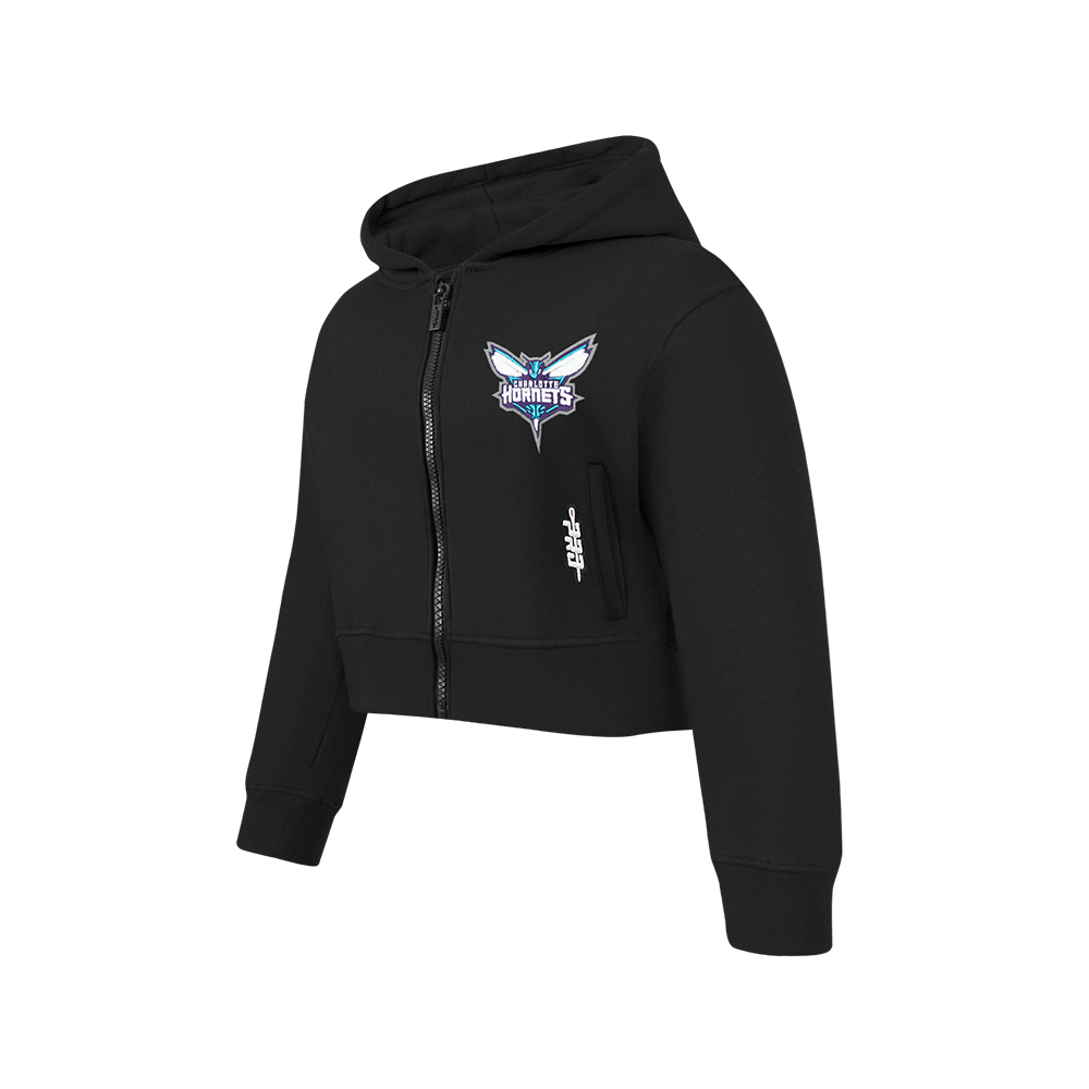 NBA CHARLOTTE HORNETS CLASSIC CHANDAIL À CAPUCHON EN MOLLETON À GLISSIÈRE POUR FILLE JUNIOR (NOIR)