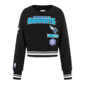 NBA CHARLOTTE HORNETS RETRO CLASSIC BIG GIRL'S RIB FLC CREWNECK (BLACK)