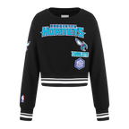 NBA CHARLOTTE HORNETS RETRO CLASSIC BIG GIRL'S RIB FLC CREWNECK (BLACK)