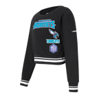 NBA CHARLOTTE HORNETS RETRO CLASSIC BIG GIRL'S RIB FLC CREWNECK (BLACK)