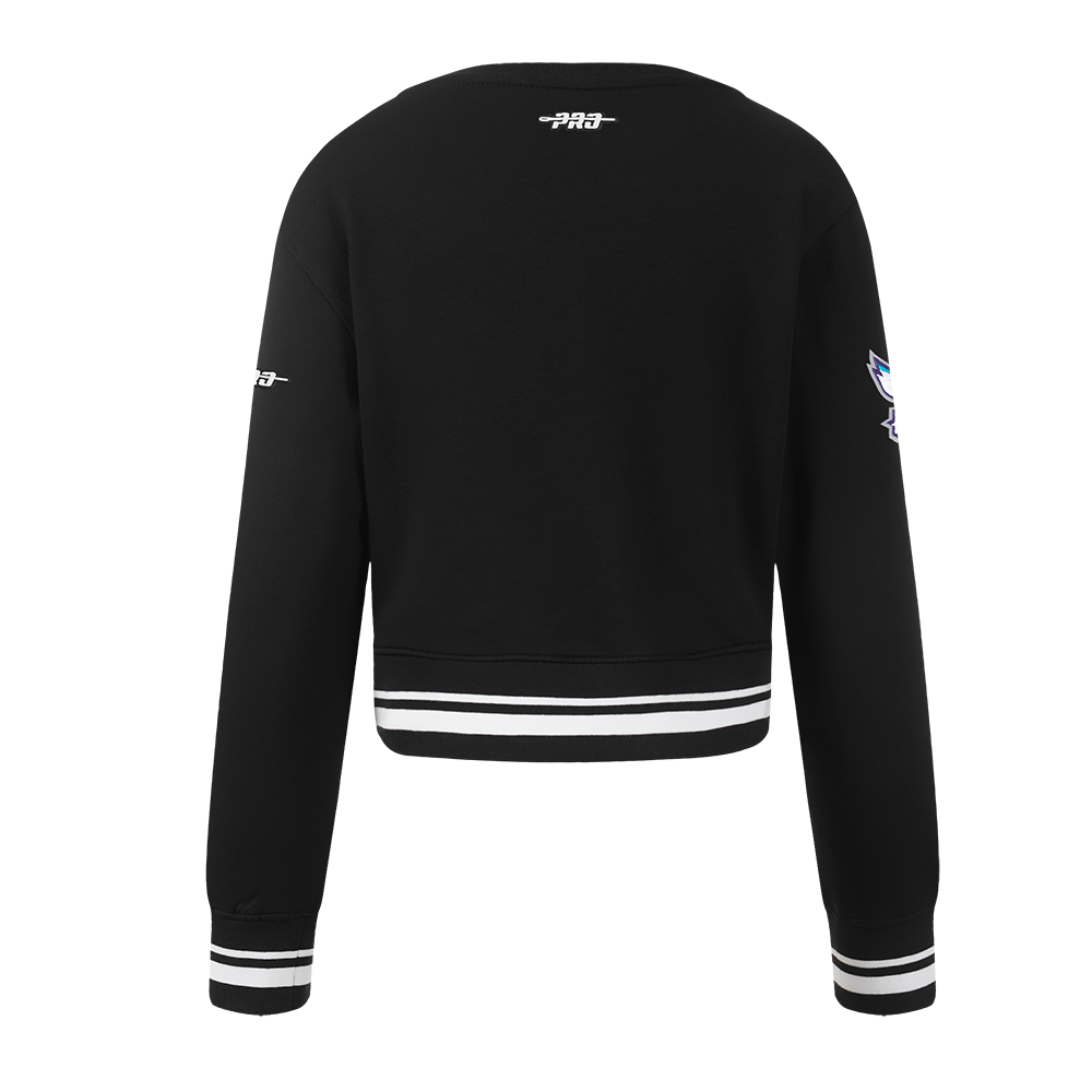 NBA CHARLOTTE HORNETS RETRO CLASSIC BIG GIRL'S RIB FLC CREWNECK (BLACK)