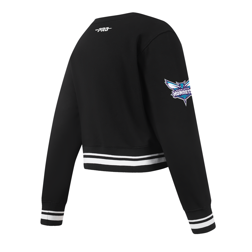 NBA CHARLOTTE HORNETS RETRO CLASSIC BIG GIRL'S RIB FLC CREWNECK (BLACK)