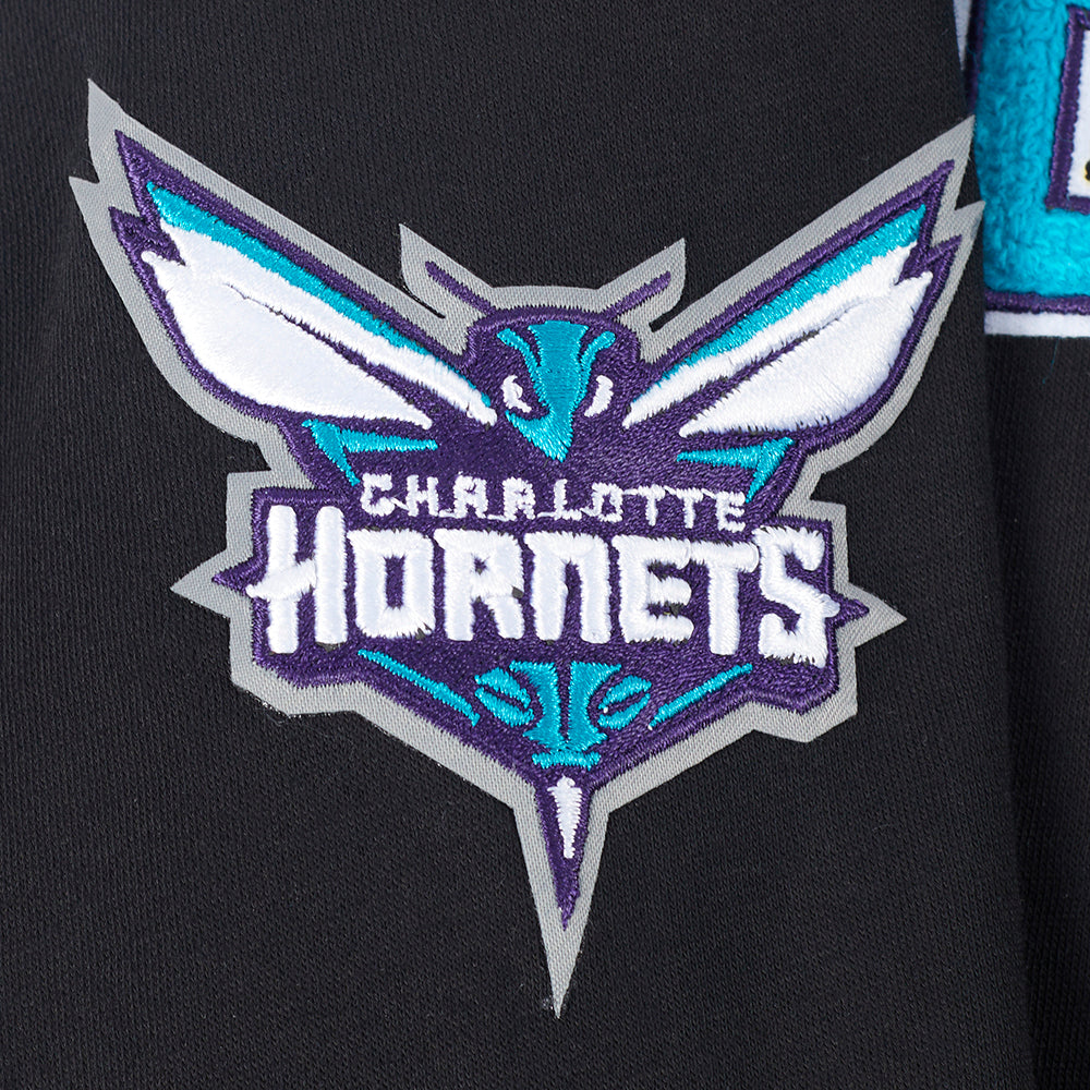 NBA CHARLOTTE HORNETS RETRO CLASSIC BIG GIRL'S RIB FLC CREWNECK (BLACK)