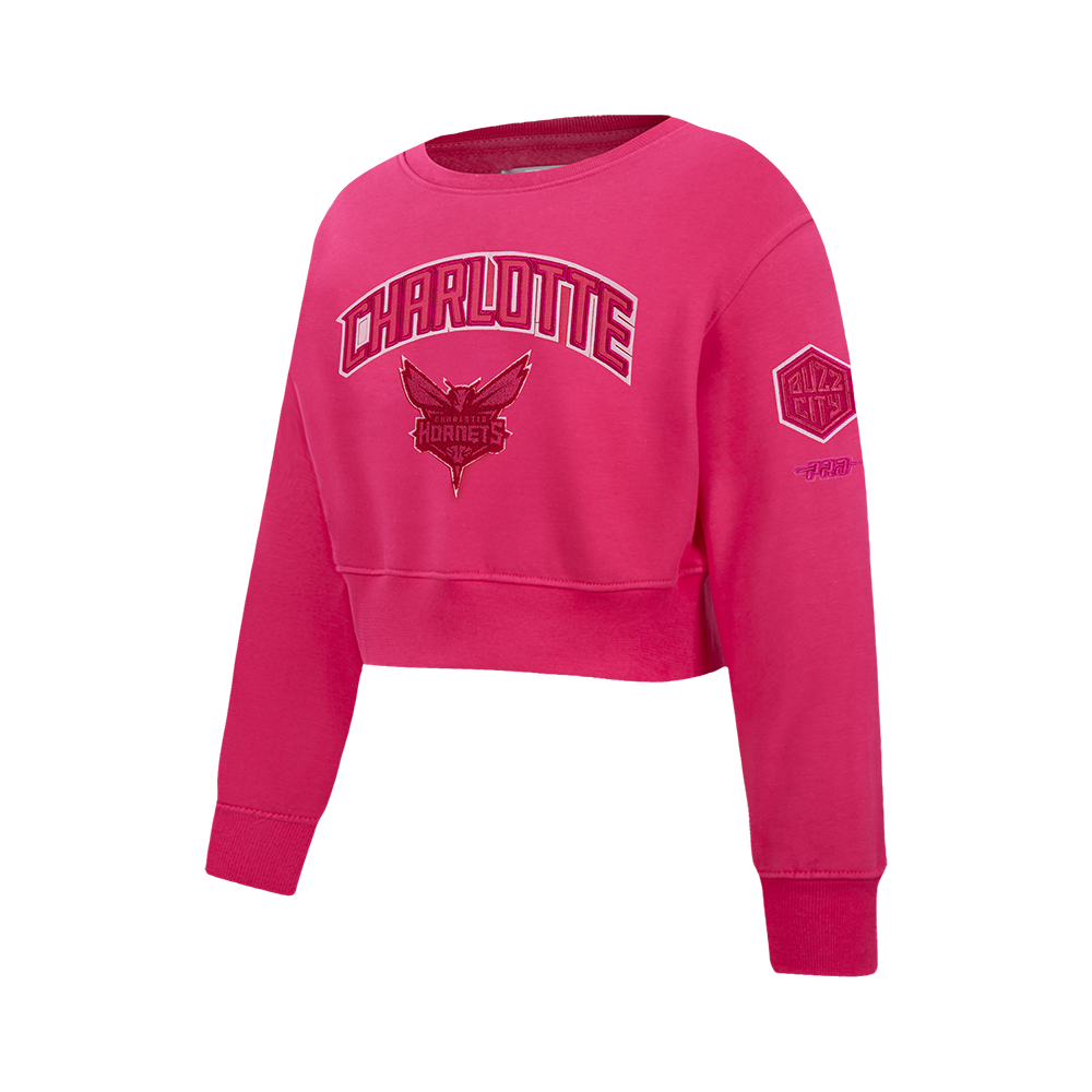 NBA CHARLOTTE HORNETS TRIPLE PINK BIG GIRL'S FLC CREWNECK (BEETROOT PURPLE)