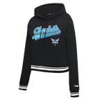 NBA CHARLOTTE HORNETS SCRIPT TAIL CHANDAIL À CAPUCHON COURT EN MOLLETON CÔTELÉ POUR FEMME (NOIR)