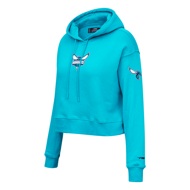 NBA CHARLOTTE HORNETS CLASSIC WOMEN'S CROPPED PO HOODIE (TEAL)