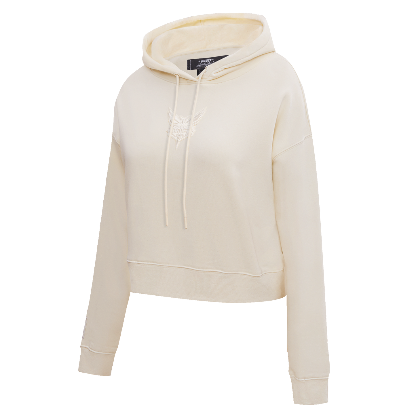 NBA CHARLOTTE HORNETS NEUTRAL WOMEN'S CROPPED PULLOVER HOODIE (EGGSHELL)