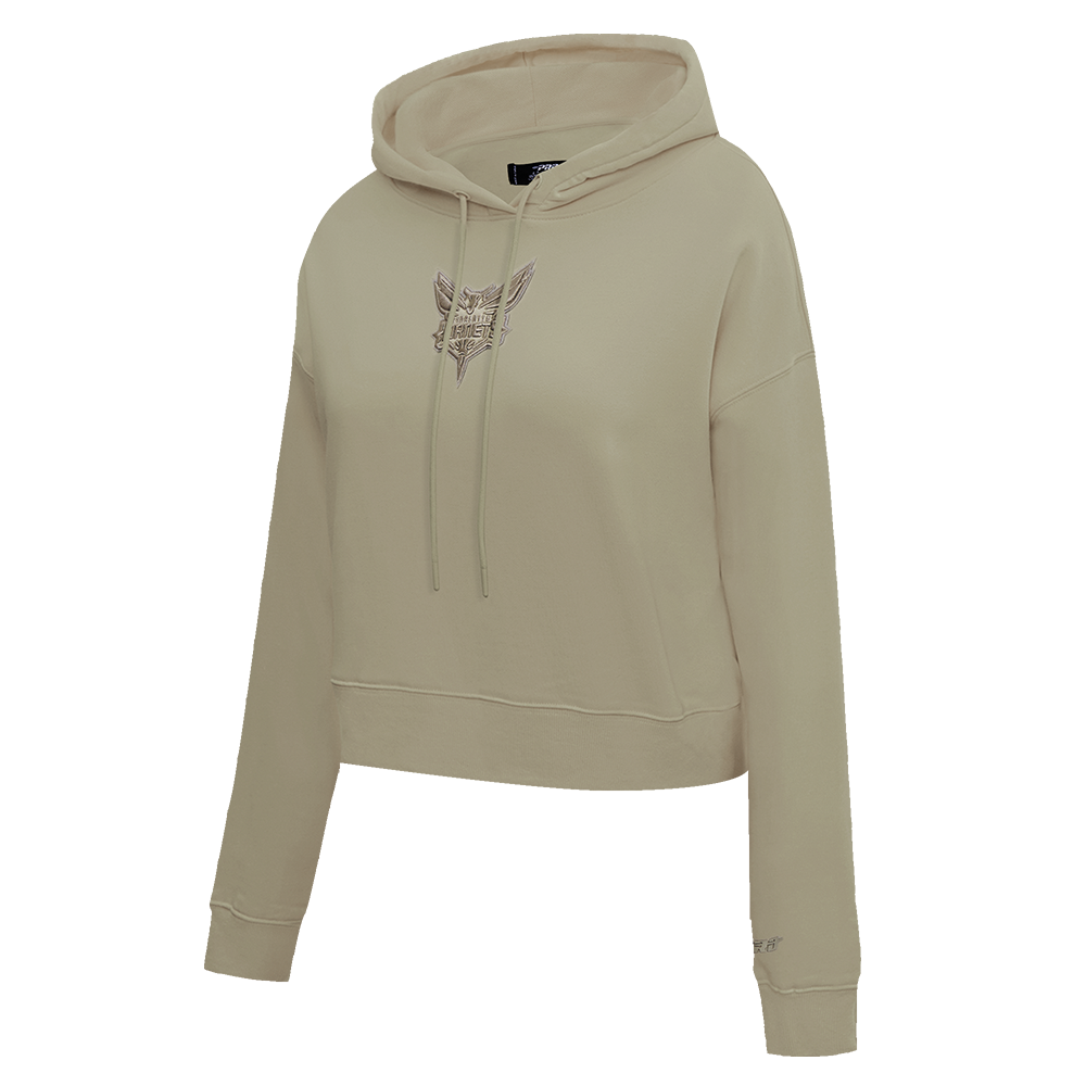 NBA CHARLOTTE HORNETS NEUTRAL WOMEN'S CROPPED PULLOVER HOODIE (TAUPE)