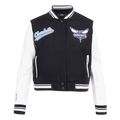 NBA CHARLOTTE HORNETS SCRIPT TAIL WOMEN'S WOOL VARSITY JACKET (BLACK/WHITE)