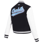 NBA CHARLOTTE HORNETS SCRIPT TAIL WOMEN'S WOOL VARSITY JACKET (BLACK/WHITE)