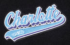 NBA CHARLOTTE HORNETS SCRIPT TAIL WOMEN'S WOOL VARSITY JACKET (BLACK/WHITE)