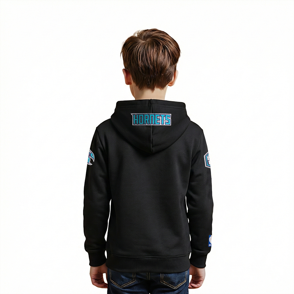 NBA CHARLOTTE HORNETS CLASSIC LITTLE BOY'S FLEECE PULLOVER HOODIE (BLACK)