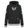NBA CHARLOTTE HORNETS RETRO CLASSIC LITTLE BOY'S RIB FLEECE PULLOVER HOODIE (BLACK)