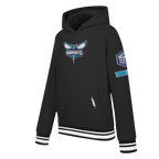 NBA CHARLOTTE HORNETS RETRO CLASSIC LITTLE BOY'S RIB FLEECE PULLOVER HOODIE (BLACK)