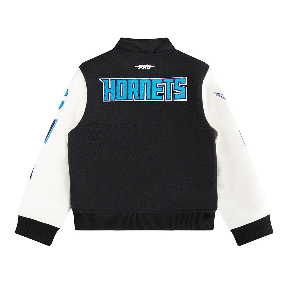 NBA CHARLOTTE HORNETS CLASSIC LITTLE BOYS WOOL VARSITY JACKET (BLACK/WHITE)